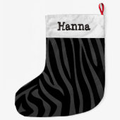 Naam met Zebra Black en Grey Grote Kerstsok (Achterkant)