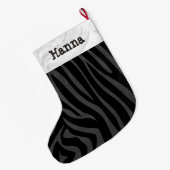 Naam met Zebra Black en Grey Grote Kerstsok (Achterkant (Hangend))
