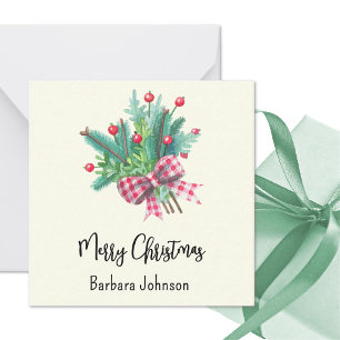 Naam, Mini 2.5-in Ivoor Merry Christmas Plat Notitiekaartje
