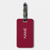 Naam minimalistisch bordeaux wit aanpassen bagagelabel (Achterkant verticaal)