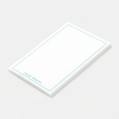 Naam | Minimalistisch eenvoudig Blauwgroen/wit voo Post-it® Notes (Schuin)