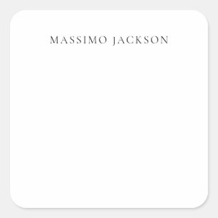 Naam Minimalistisch Modern Eenvoudig Zwart Wit Vierkante Sticker
