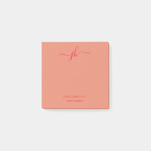 Naam minimalistisch monogram post-it® notes (Voorkant)