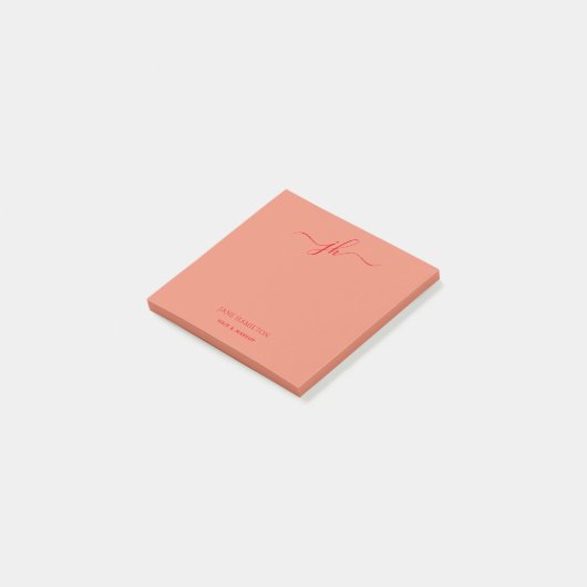 Naam minimalistisch monogram post-it® notes (Schuin)