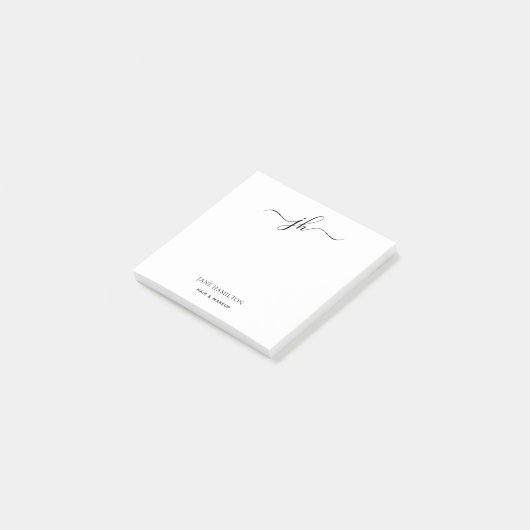 Naam minimalistisch monogram post-it® notes (Schuin)