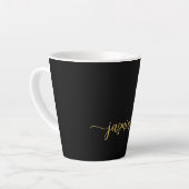 Naam minimalistisch zwart-wit en goudmonogram latte mok (Linkerhoek)