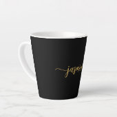 Naam minimalistisch zwart-wit en goudmonogram latte mok (Linkerhoek)