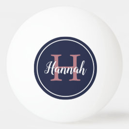 Naam minimalistisch zwart-wit en roze monogram pingpongballen