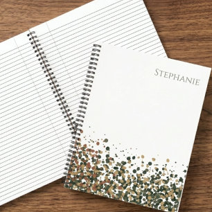Naam Minimalistische Aardetoon Confetti Notitieboek