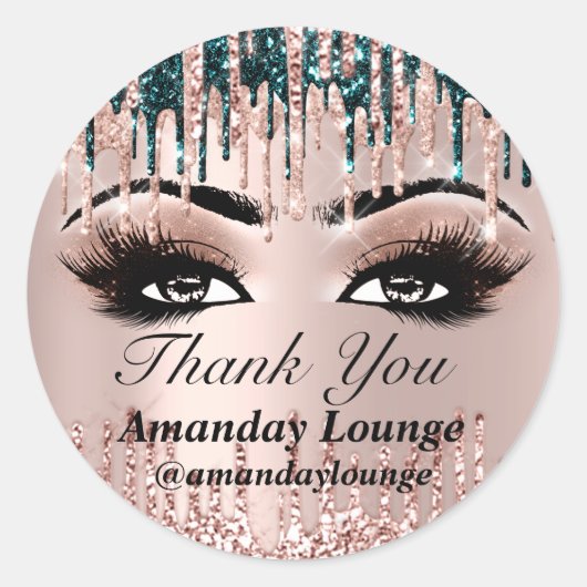 Naam Mink Lashes Extension Drips Roos Bedankt Ronde Sticker (Voorkant)