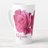 naam Miriam  roze rozenbloem Latte Mok (Linkerhoek)