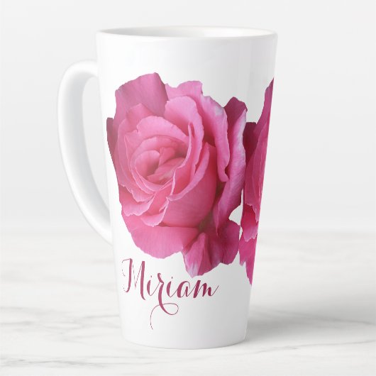 naam Miriam  roze rozenbloem Latte Mok (Linkerhoek)