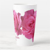 naam Miriam  roze rozenbloem Latte Mok (Voorkant)