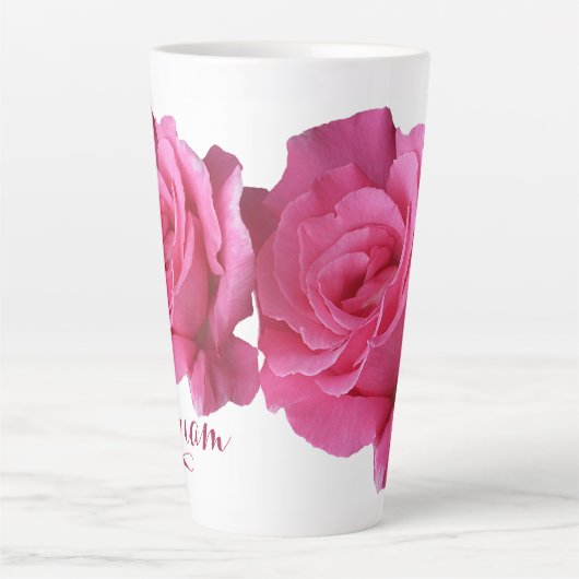 naam Miriam  roze rozenbloem Latte Mok (Voorkant)