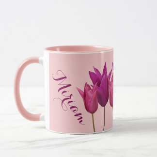naam Miriam roze tulpenbloem Mok