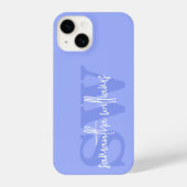 Naam modern blauw monogram Initiaal iPhone Hoesje (Achterkant)