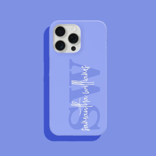 Naam modern blauw monogram Initiaal iPhone Hoesje