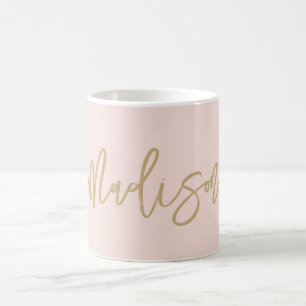 Naam modern Chic Blush Pink Gold Monogram Koffiemok