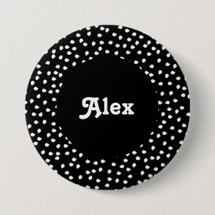Naam Modern Leuk Polka Dot Zwart-wit Ronde Button 7,6 Cm