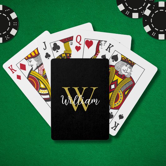 Naam modern monogram pokerkaarten