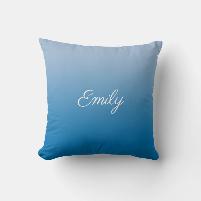 Naam modern Sky Blue Gradient Script Name Kussen (Voorkant)