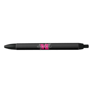 Naam modern zwart roze monogram zwarte inkt pen