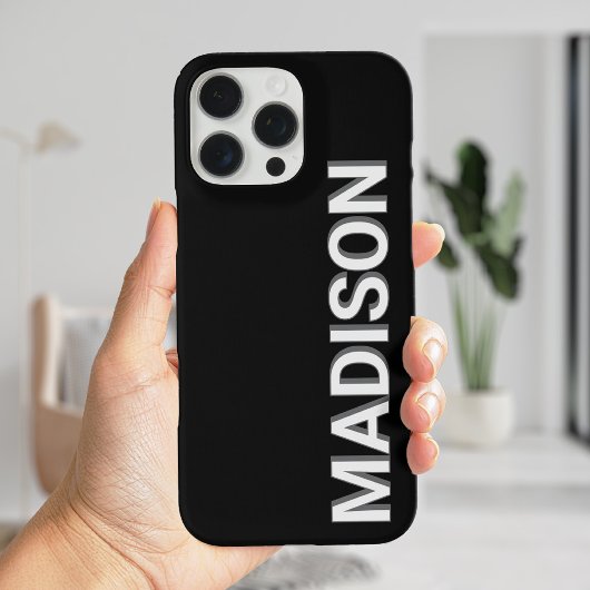 Naam modern zwart-wit monogram Case-Mate iPhone case