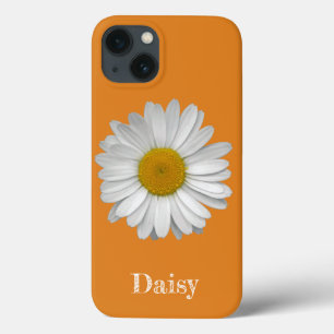 Naam Moderne Elegante Witte Madeliefjesbloem op Or iPhone 13 Hoesje