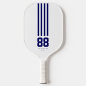Naam moderne Pickleball Nummer Navy Blue Stripes Paddle (Voorkant)