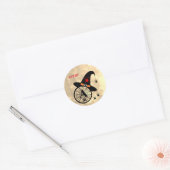 Naam Monogram A Halloween Sky Witch Spiders Ronde Sticker (Envelop)