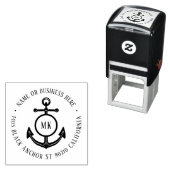 Naam monogram anker Naam retouradres Zelfinktende Stempel (In situ)