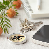 Naam Monogram B Halloween Sky Witch Spiders Sleutelhanger (Zijkant)