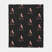 Naam Monogram Black Roos Gold Fleece Deken (Voorkant)
