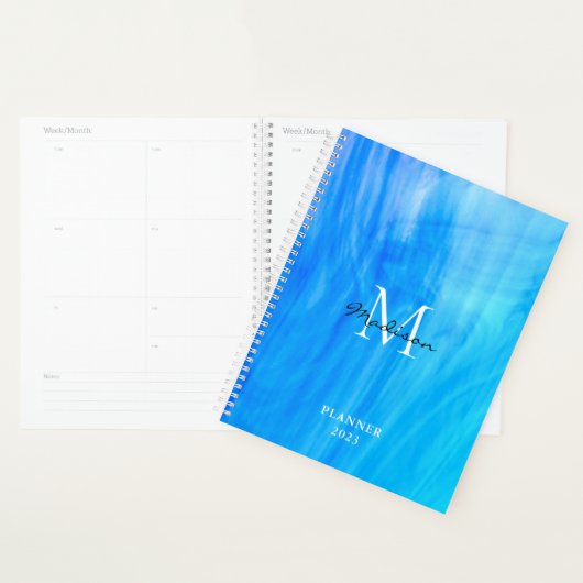 Naam Monogram Blauw Planner (Display)