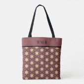 Naam Monogram Burgundy Tan Black Star Pattern Draagtas (Achterkant)