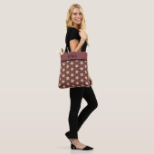 Naam Monogram Burgundy Tan Black Star Pattern Draagtas (Op model)