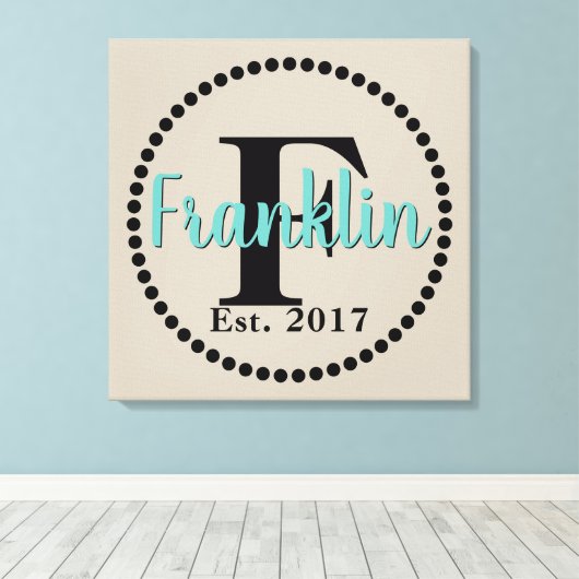 Naam monogram canvas afdruk (Insitu (Houten vloer))