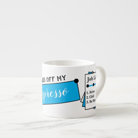 Naam monogram chill relax wees gelukkig blauw espresso kop (Voorkant rechts)