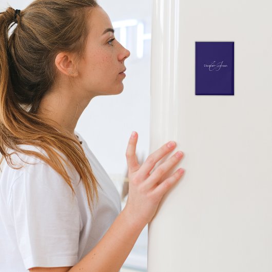 Naam Monogram Classic Blauw en Wit Magneet