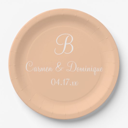 Naam Monogram Datum Diepgang Papieren Bordje (Voorkant)