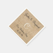 Naam monogram Datum Rustic Burlap Monogram Servetten (Hoek)