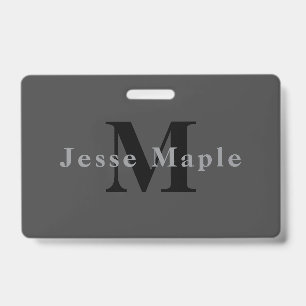 Naam & Monogram Donkergrijs Badge
