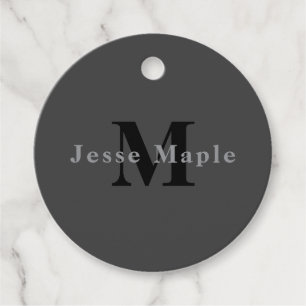 Naam & Monogram Donkergrijs Bedankjes Labels