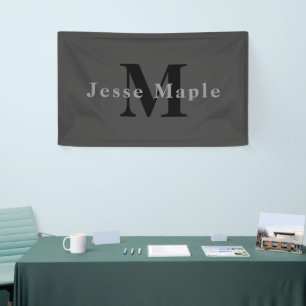 Naam & Monogram Donkergrijs Spandoek