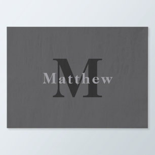 Naam & Monogram Donkergrijs Tissuepapier