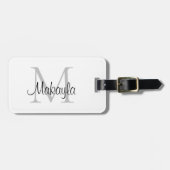 Naam Monogram Elegant Script Bagagelabel (Voorkant horizontaal)