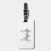 Naam Monogram Elegant Script Bagagelabel (Voorkant verticaal)