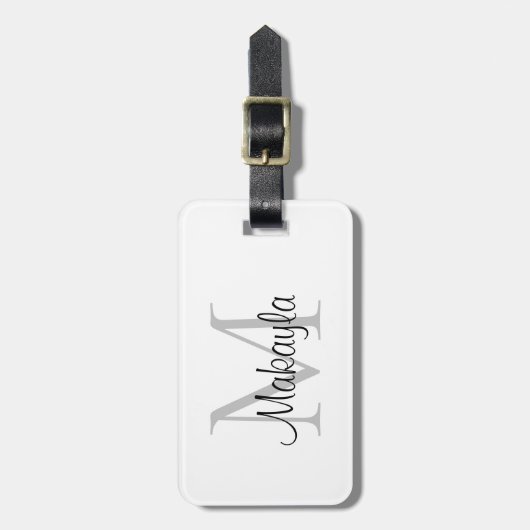 Naam Monogram Elegant Script Bagagelabel (Voorkant verticaal)