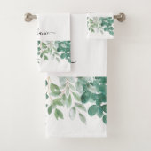 Naam Monogram Eucalyptus Griekenland Bad Handdoek (Insitu)