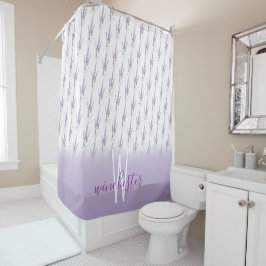 Naam Monogram Farmhouse Lavender Flower Pattern Douchegordijn
